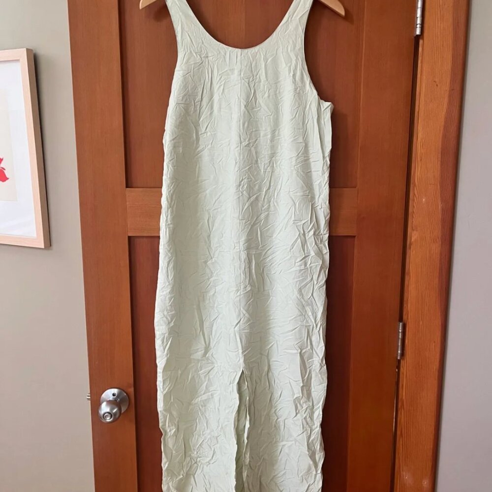Auralee Wrinkled Twill Dress in Light Green - Picture 3 of 4